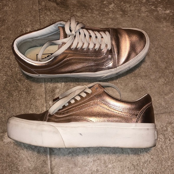vans old skool platform metallic